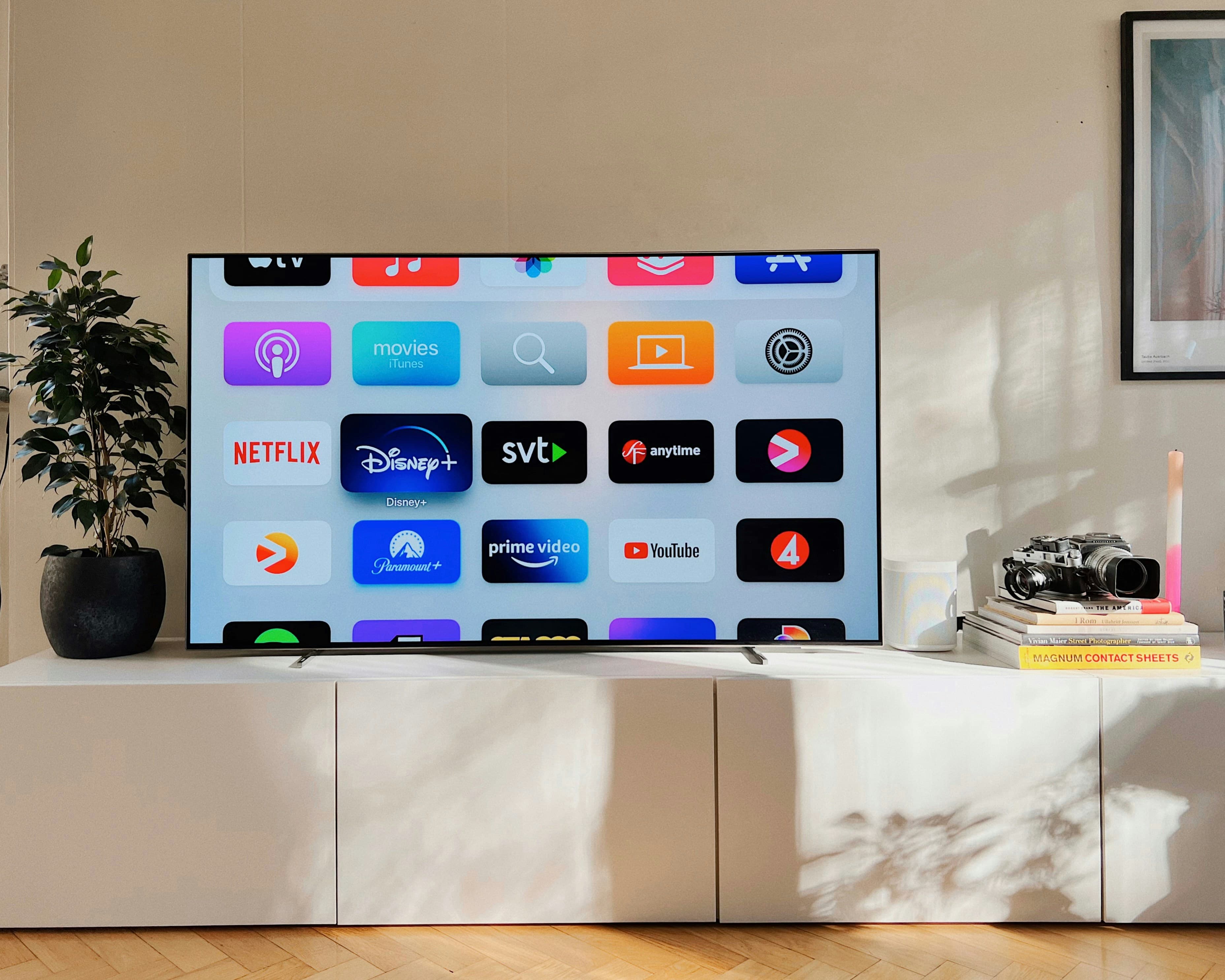 Smart TV displaying list of streaming apps